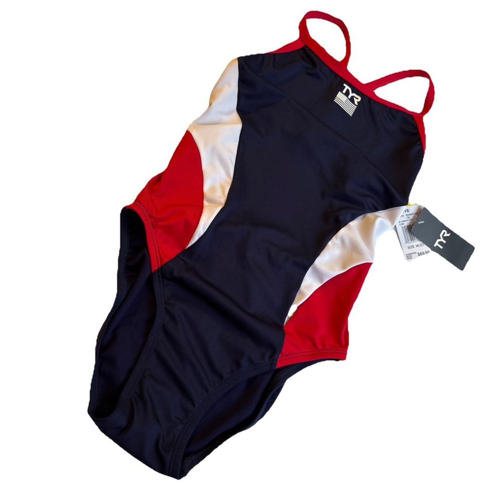 NWT Women's Size M 32 TYR Durafast Elite Diamondfit Team USA Swimsuit One‎ Piece